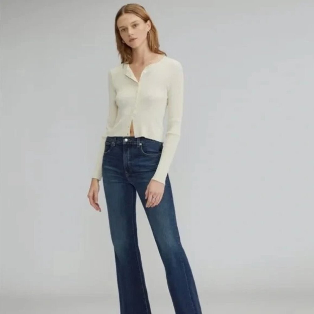 NWT: Everlane The Ribbed Cropped Cardigan in Beige